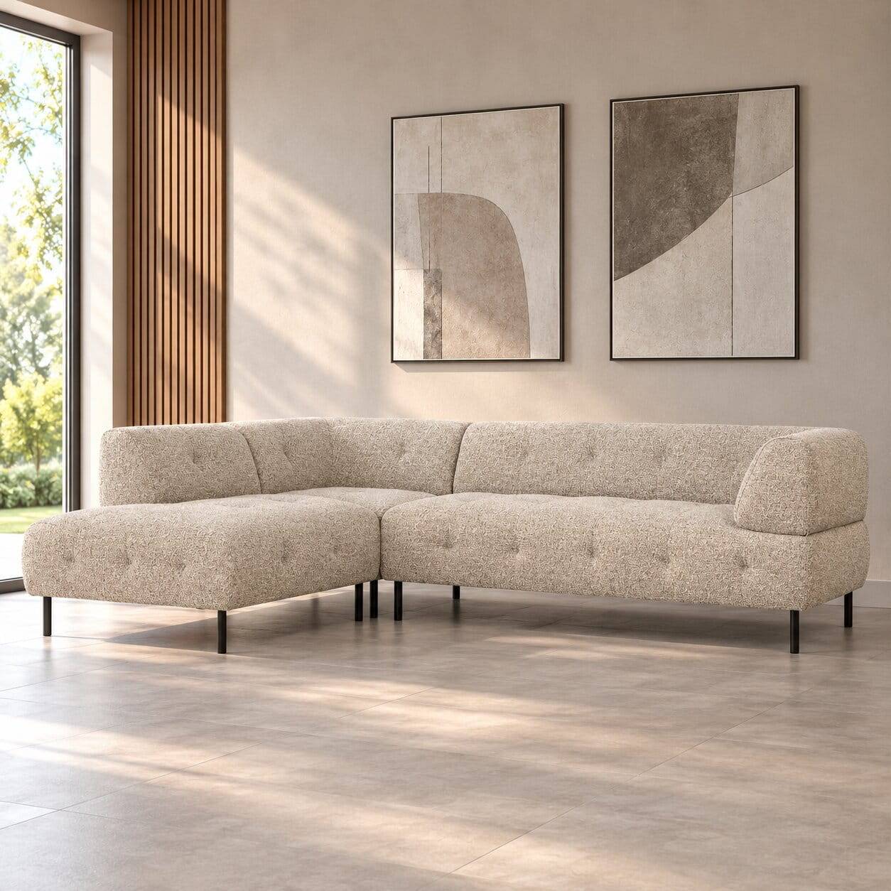 Strukturstoff Sofaecke in Beigegrau - Pantras