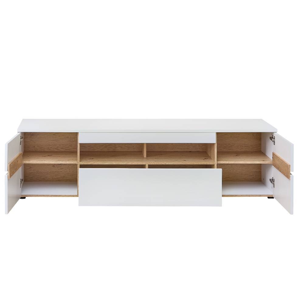 TV Board in Weiß und Holzoptik Eiche - Anesto