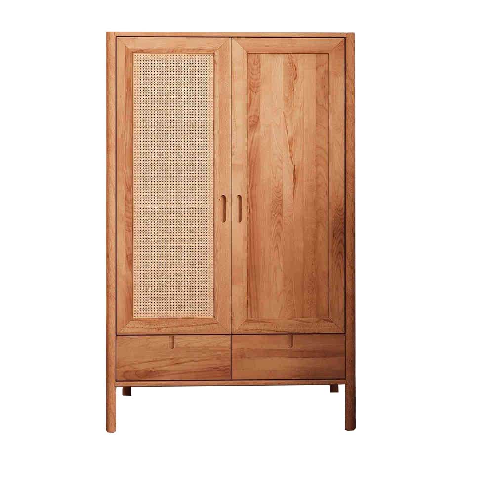 Massivholz Kleiderschrank mit 2 Türen & Schublade - Indrya