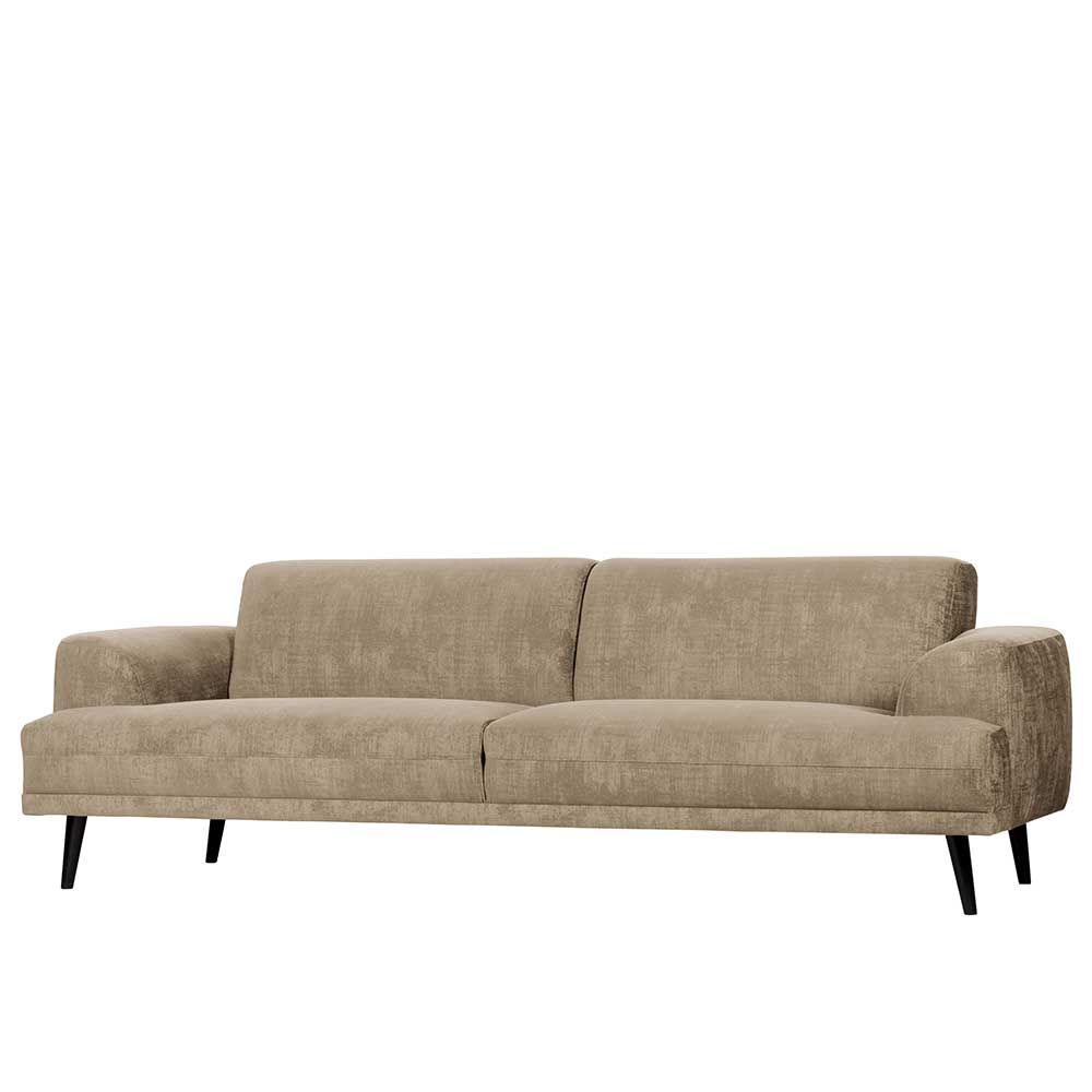 Modernes 3er Sofa in Beige Samt - Adonias