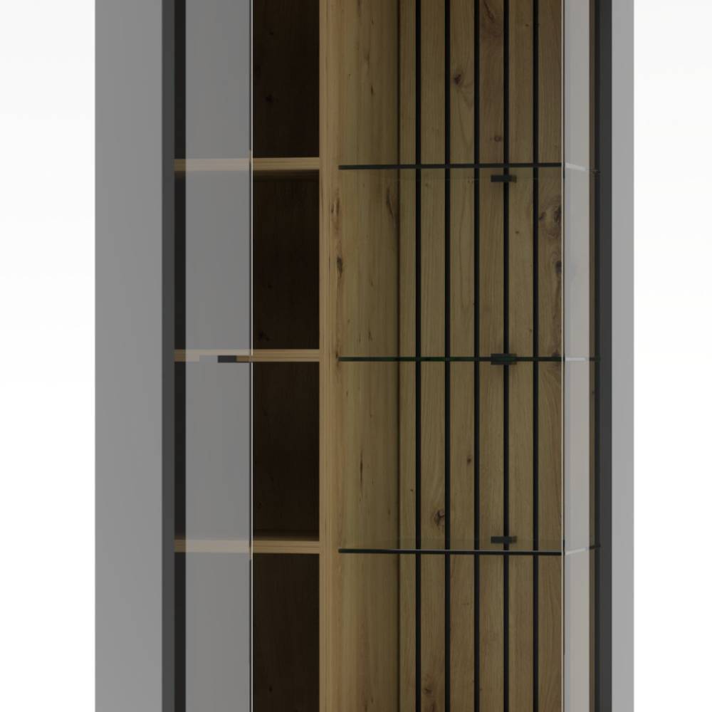 1-türige Vitrine in mattem Dunkelgrau - Azar