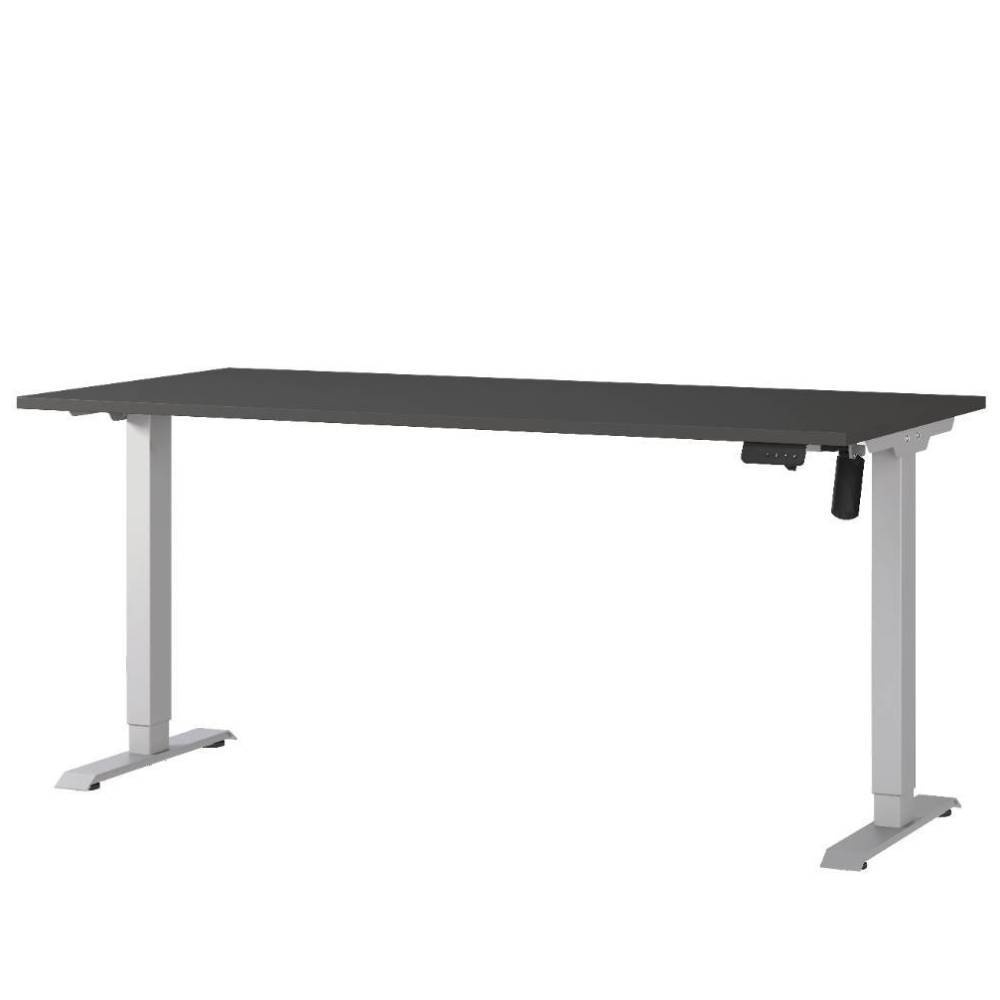 Ergonomischer Officetisch in Dunkelgrau und Silber - Burn