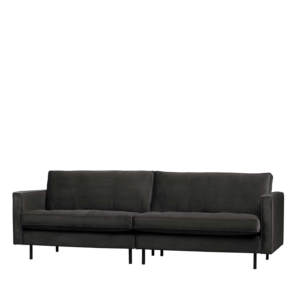Dreier Sofa aus Samt in Dunkelgrau - Ertrego