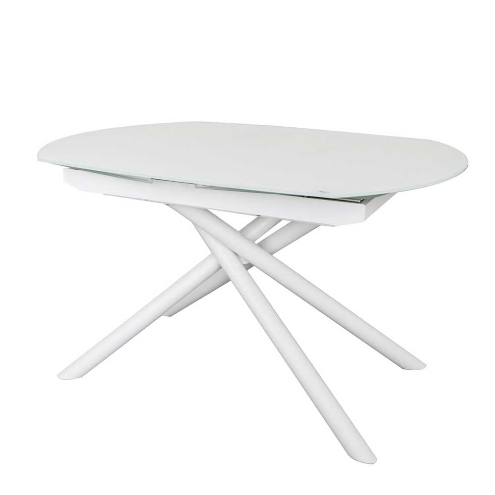 Weißer Tisch mit Auszug & Glasplatte - Viviann
