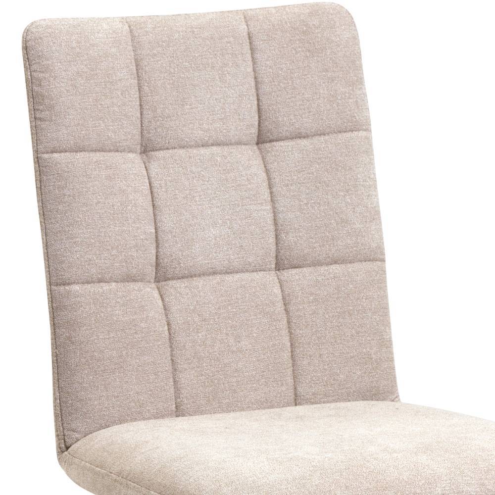 Gesteppte Rückenlehne des bequemen Küchenstuhls in Beige Flockstoff (2er Set) – Bennet