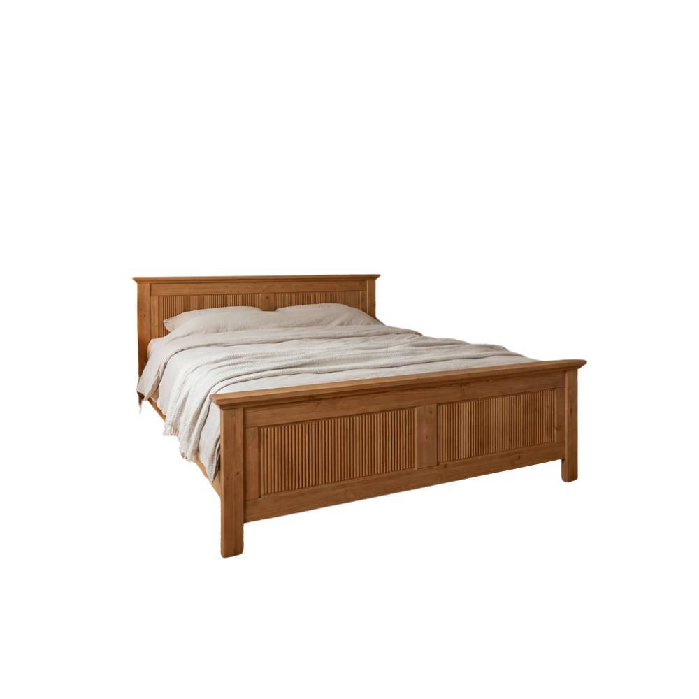 Landhaus-Doppelbett aus Kiefer Massivholz - Socavo