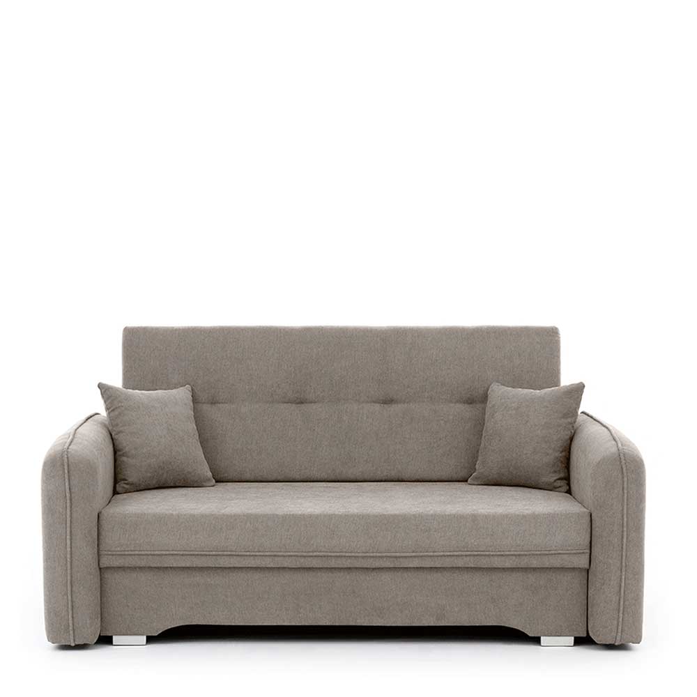 Velours Federkerncouch in Beigegrau - Fortinos