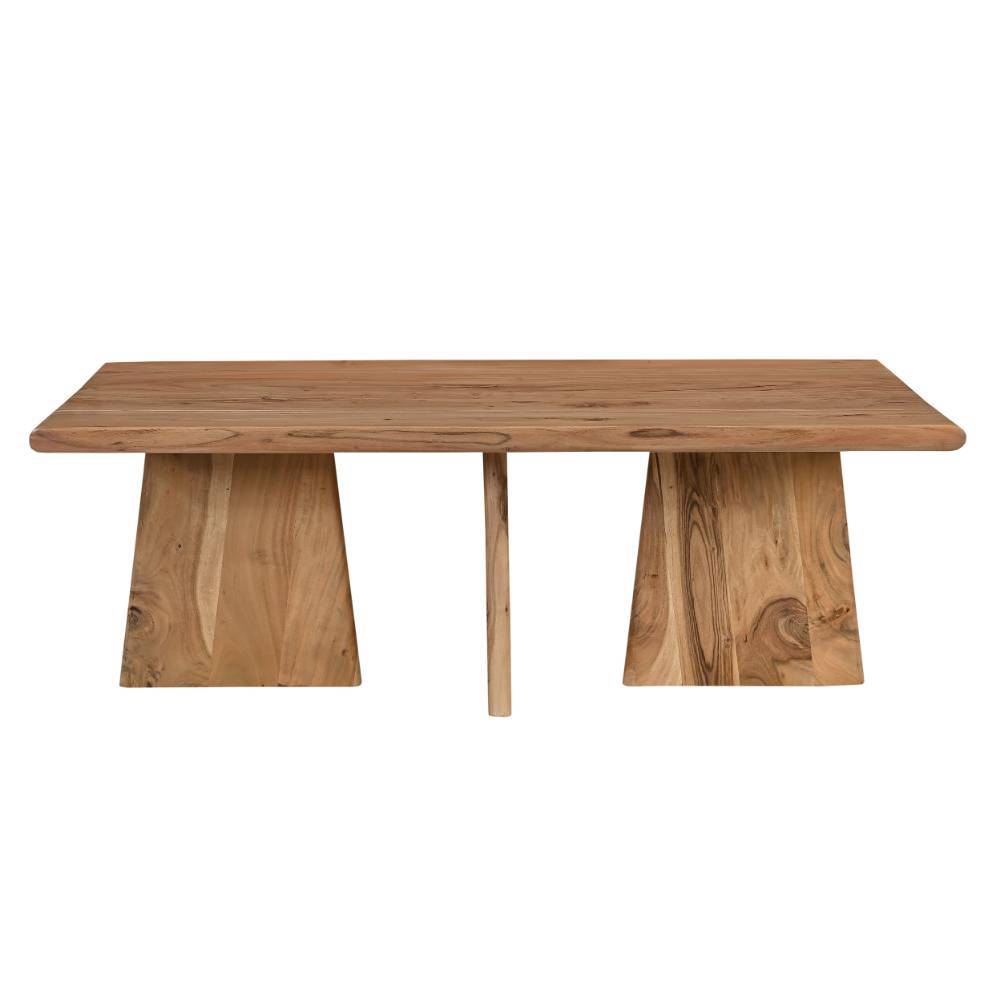Rechteckiger Massivholz-Wohnzimmertisch 130x70 cm mit breiten Fußelementen – Bagavano