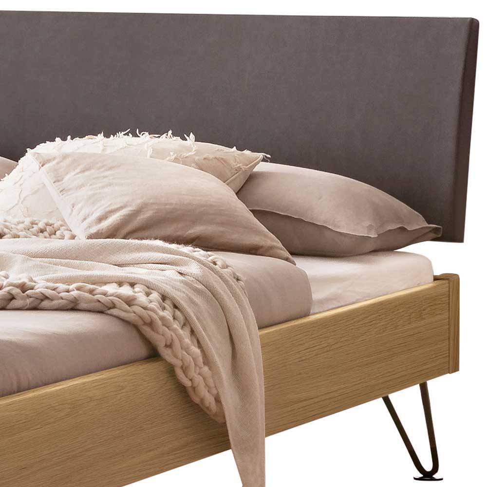 Bett in Eiche Hell Massivholz Rahmen - Snacky