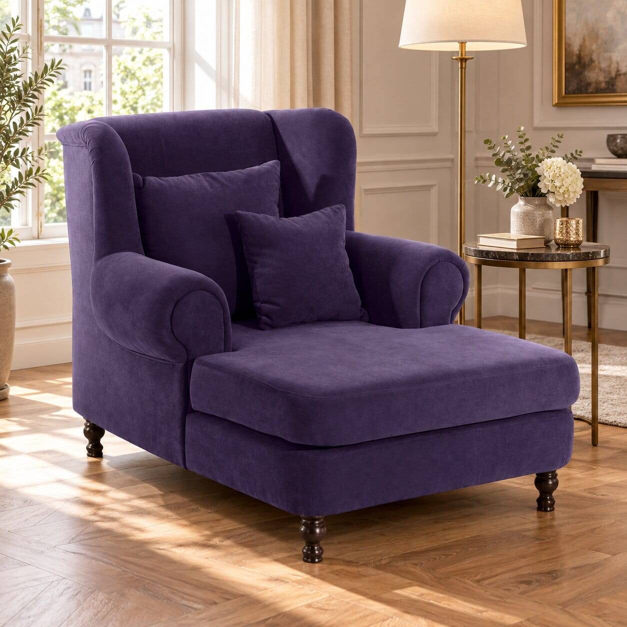Mega Ohrensessel in Violett Velours - Sernato