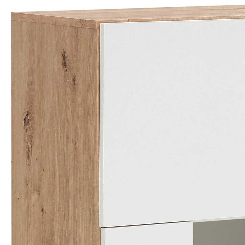 Highboard in Weiß mit Eiche - Ledicato