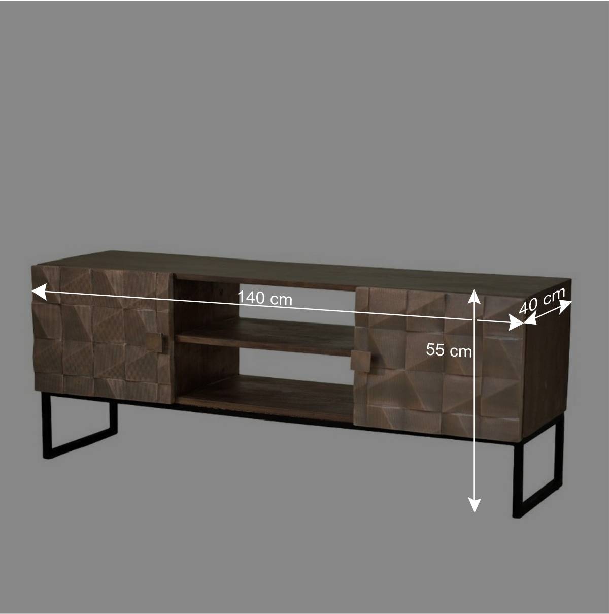 Design-TV-Board mit Metallfront - Arura