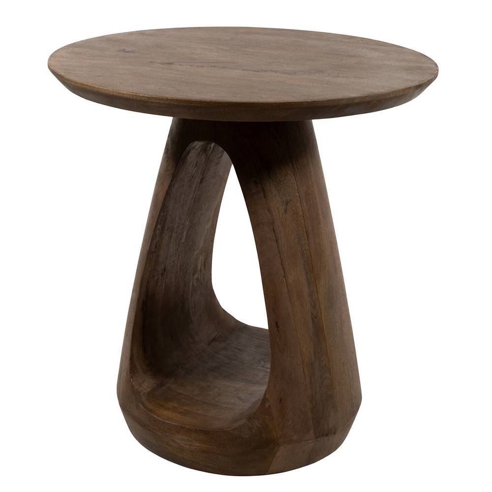 Design-Beistelltisch aus massivem Holz in Walnussbraun mit einzigartigem Fuß – Parossi