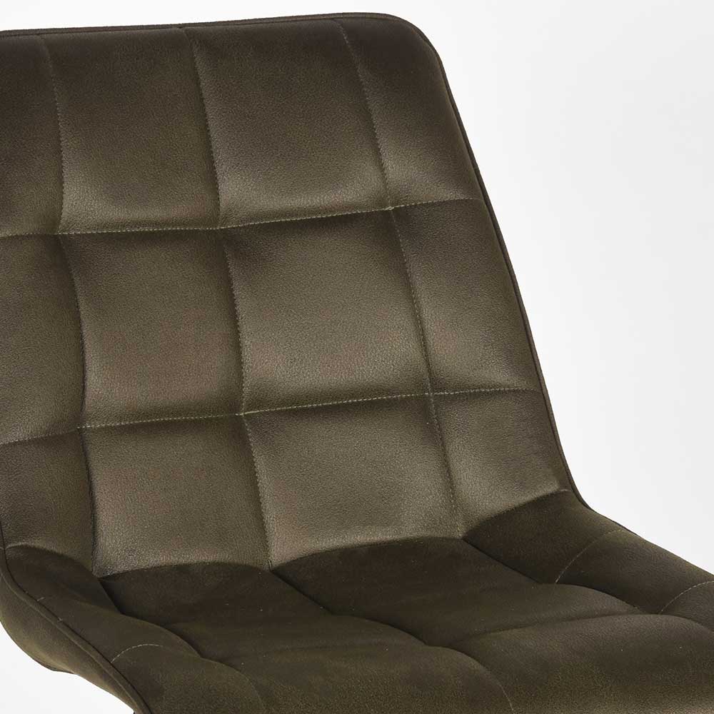 Olivgrüner Stuhl aus Microfaser mit Quadrat Stepp - Xandrita (2er Set)