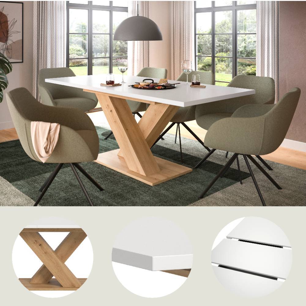 Zweifarbiger Designtisch in Weiß - Potosia