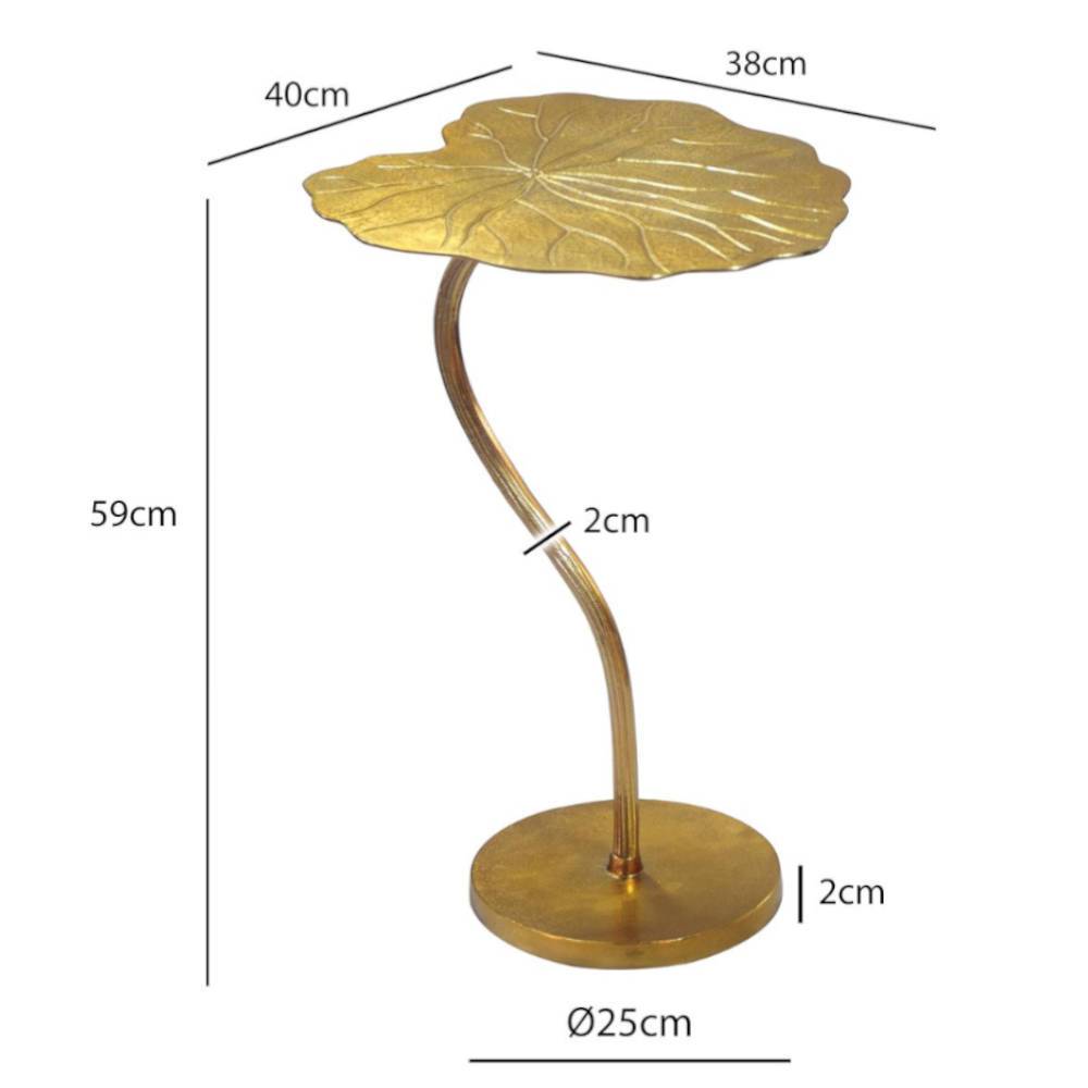 Design-Anstelltisch mit Seerosen-Blatt-Tischplatte Maße und Abmessungen – Ballina