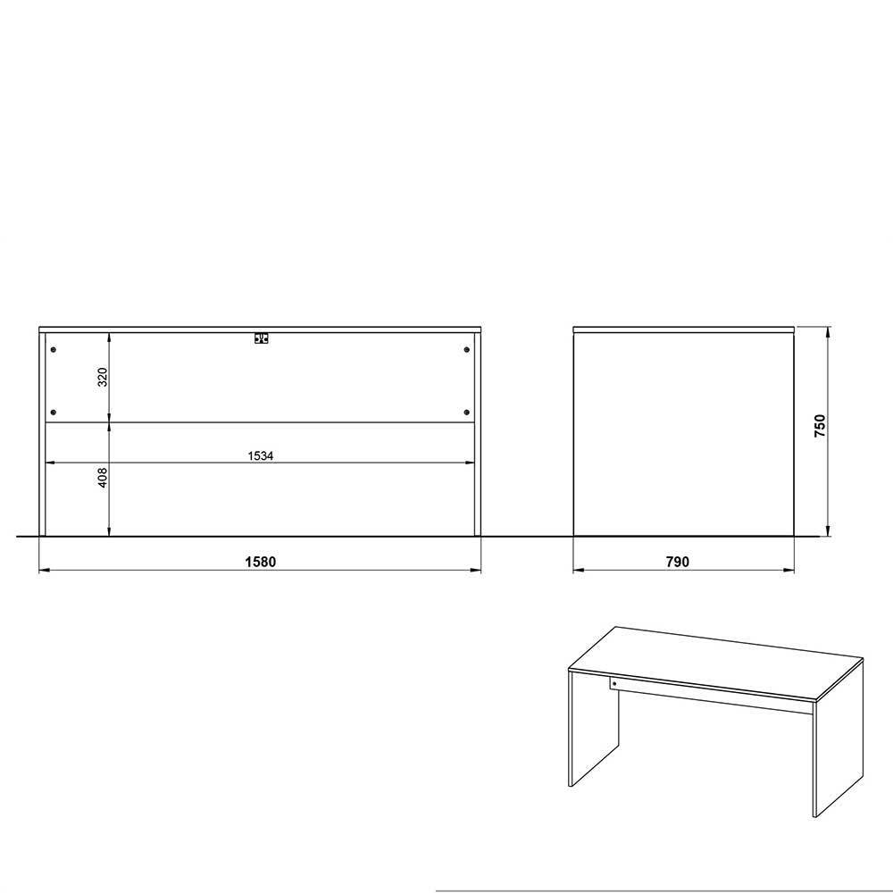 Schreibtisch & Rollcontainer 158x79 cm - Contrage (zweiteilig)
