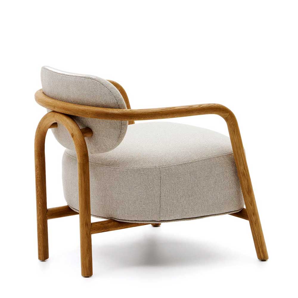 Skandi Design Sessel aus Chenille und Massivholz - Yilton
