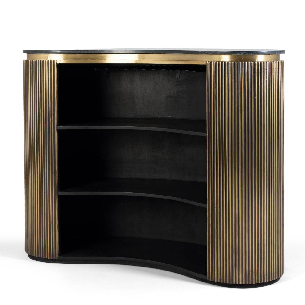 Hausbar Theke in Schwarz und Gold - Vitus