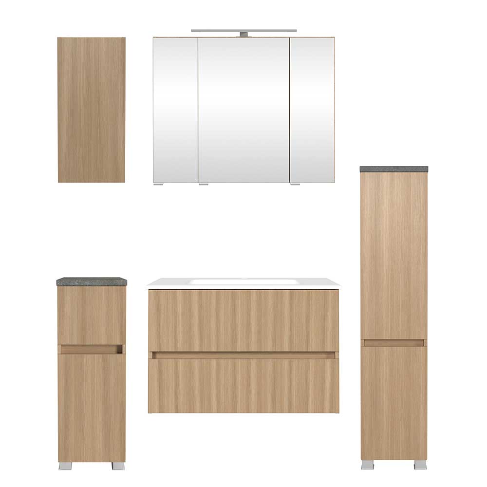 Holzdekor Badmöbel Set - Leitha (fünfteilig)