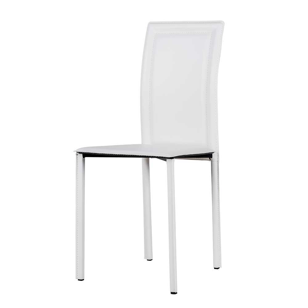 Zeitlos-moderner Stuhl in Weiß Aqua mit hoher Lehne (4er Set)