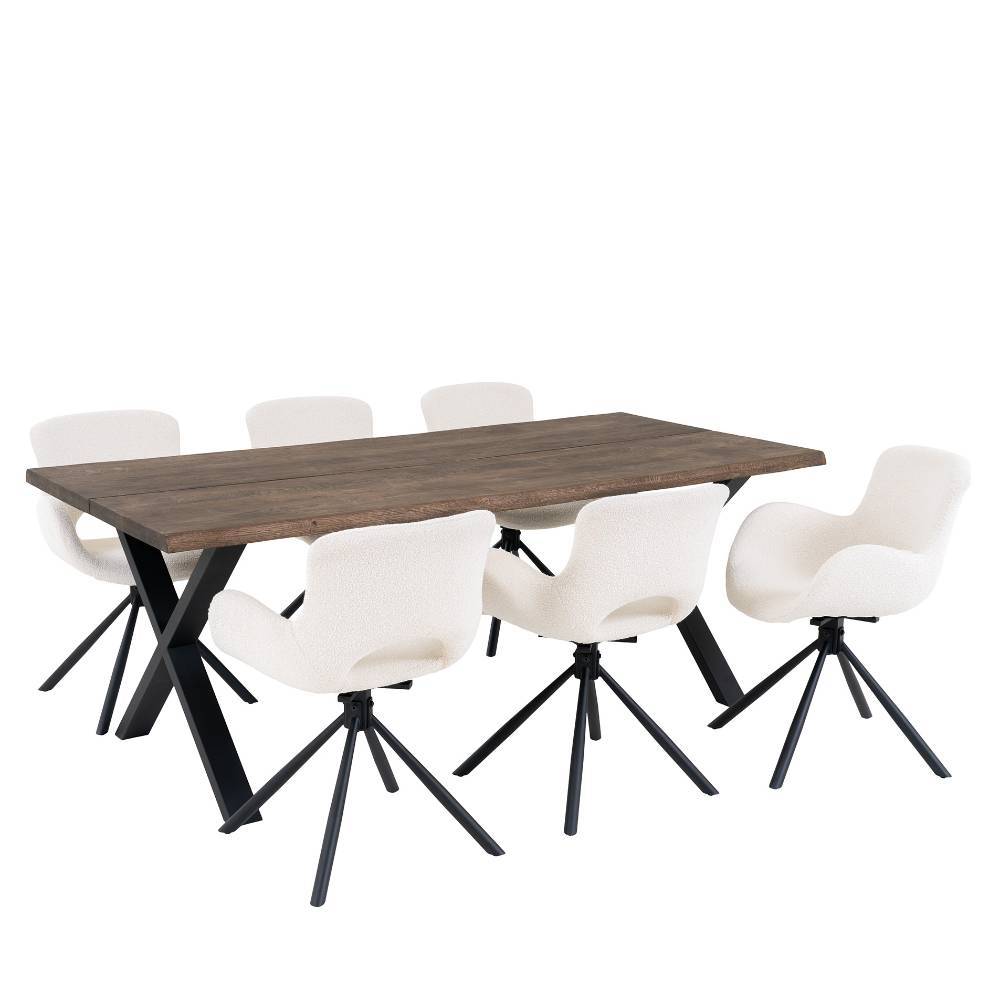 Esstisch mit Tischsesseln drehbar als Set - Ceolata (siebenteilig)