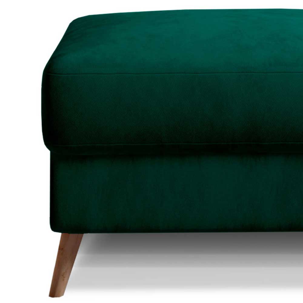 Polsterhocker in Dunkelgrün Velours - Macorys