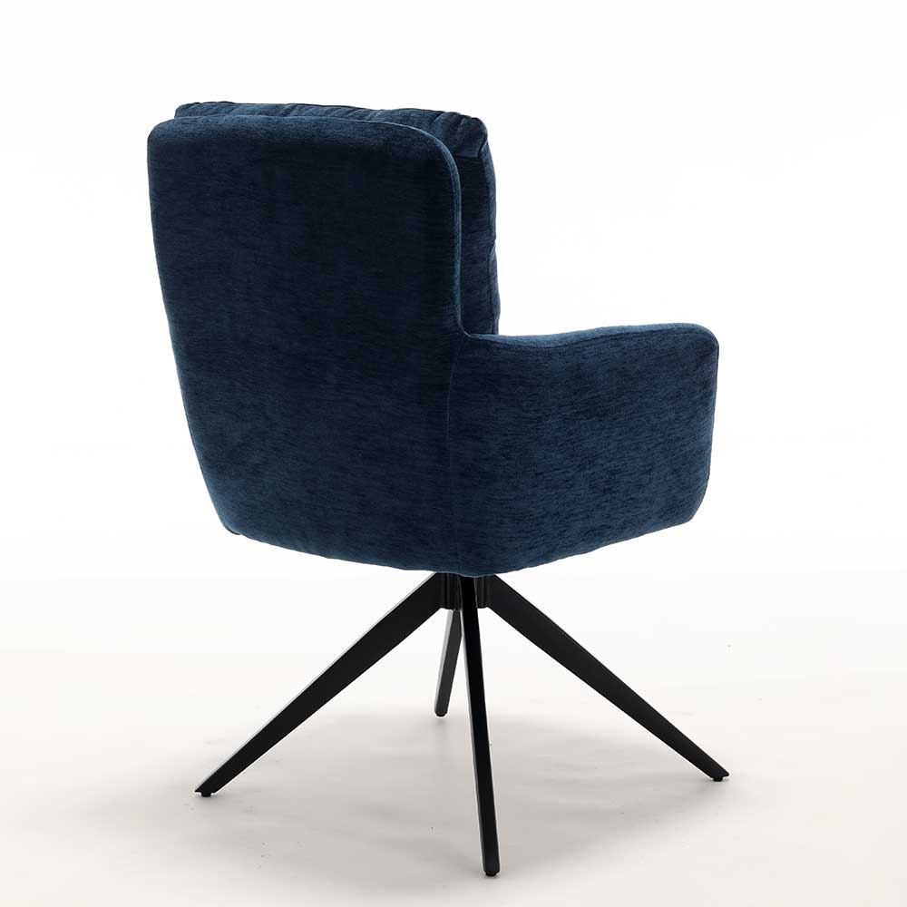 Chenille Drehsessel in Blau - Luanu (2er Set)
