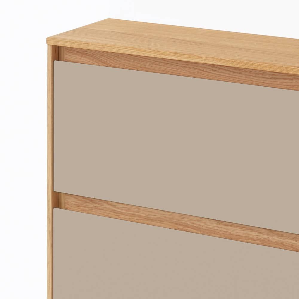 Schuhkipper obere beige Klappen und Eiche Bianco Holzrahmen – Nova