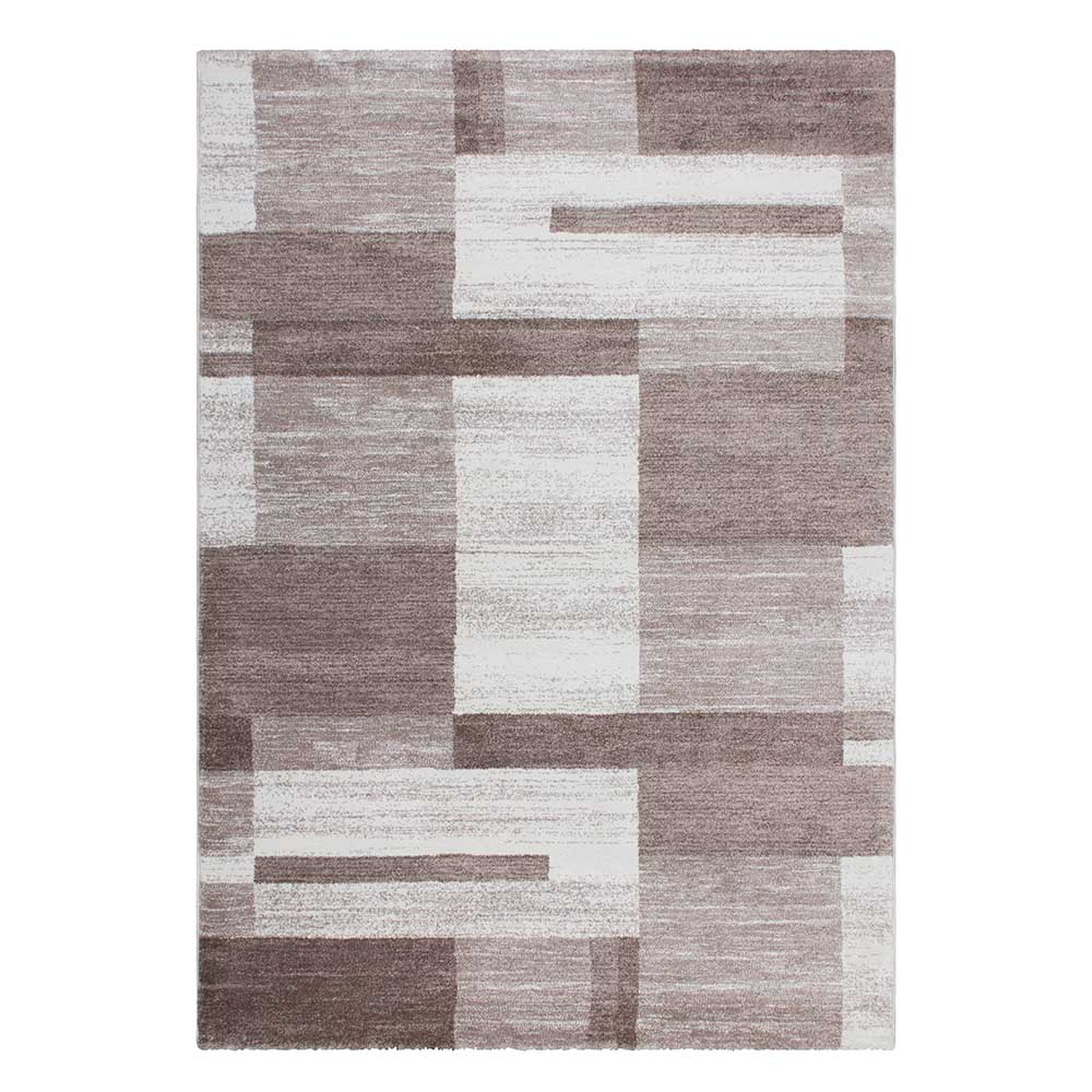 Teppich mit abstraktem Muster in Beige Tönen - Leno