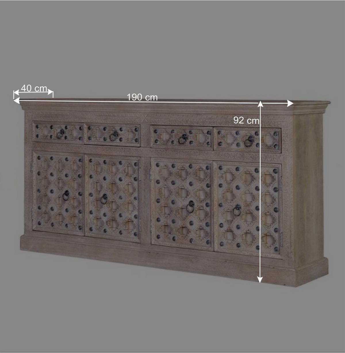 Vintage Design Sideboard in White Wash - Uladan