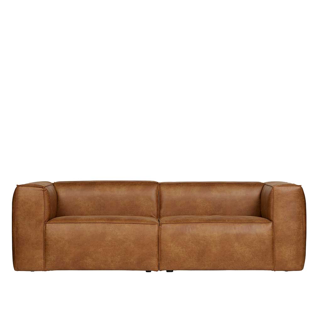 Recyclingleder 4-Sitzer Sofa in Cognac Braun - Miloris