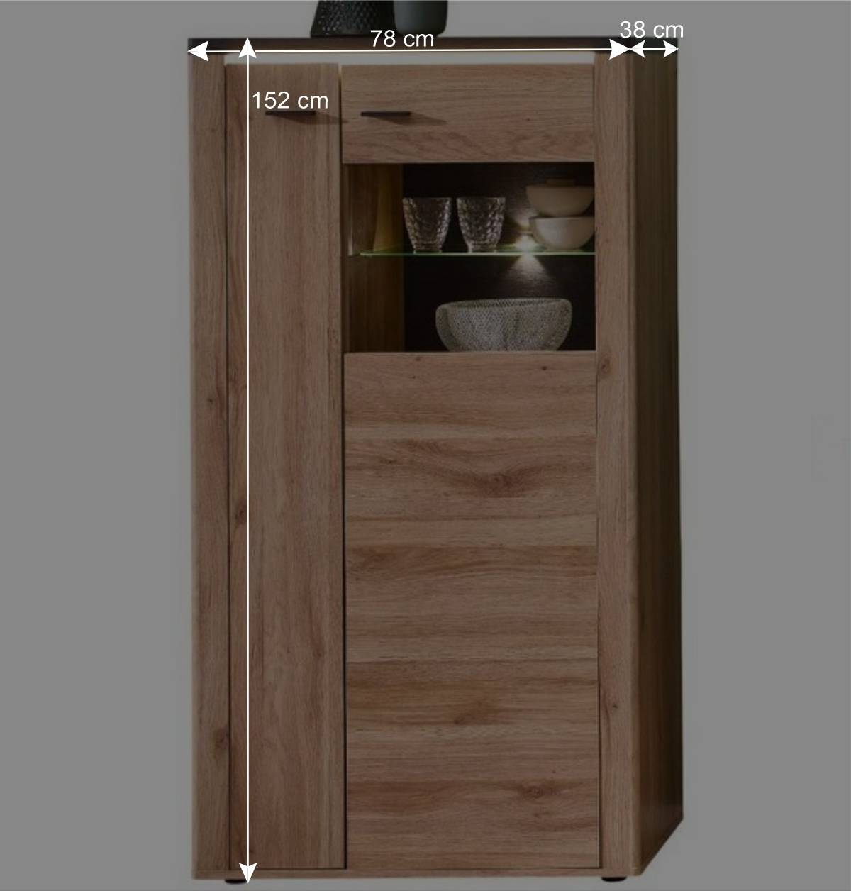 Highboard Vitrine mit LED Beleuchtung - Zorro