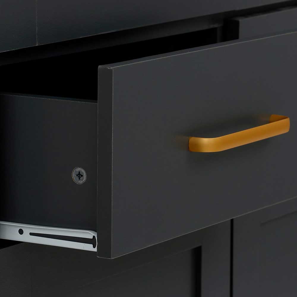 Landhaus Highboard in Dunkelgrau - Mivaldana