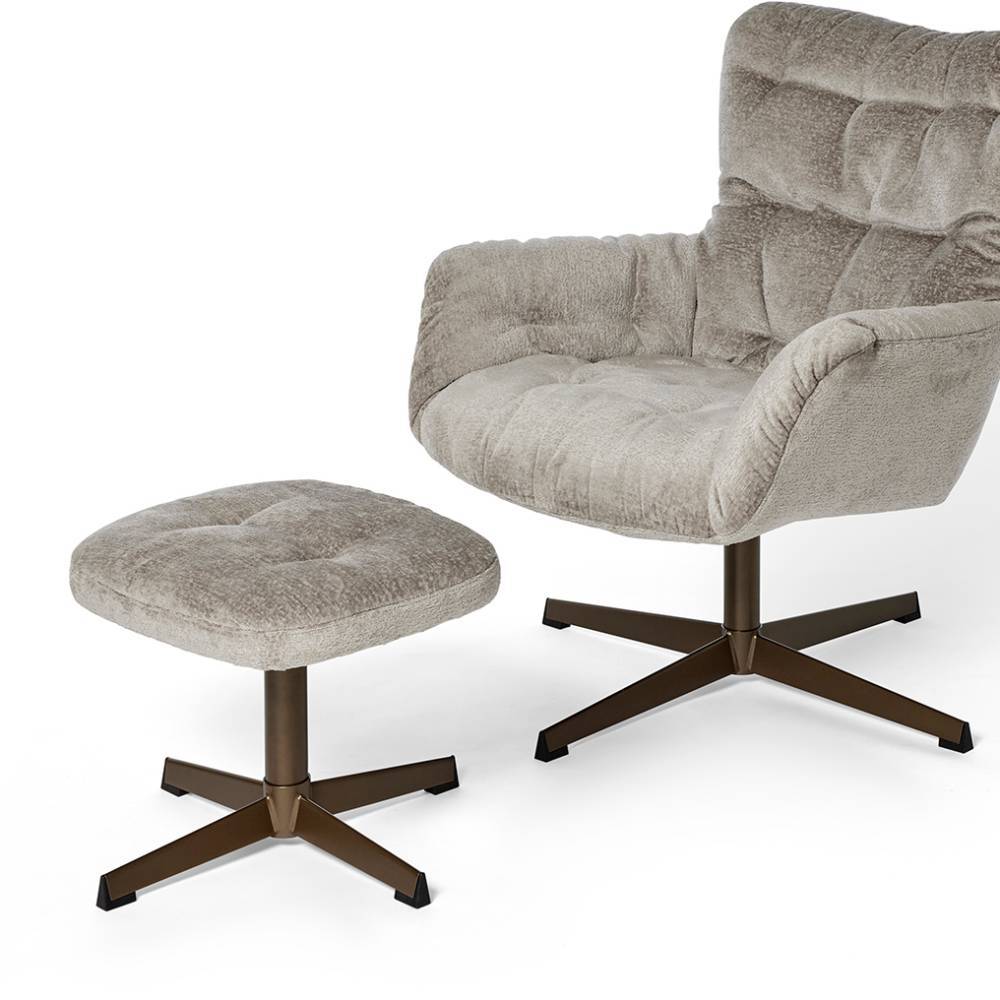 Sessel und Hocker Set drehbar - Evillar (zweiteilig)