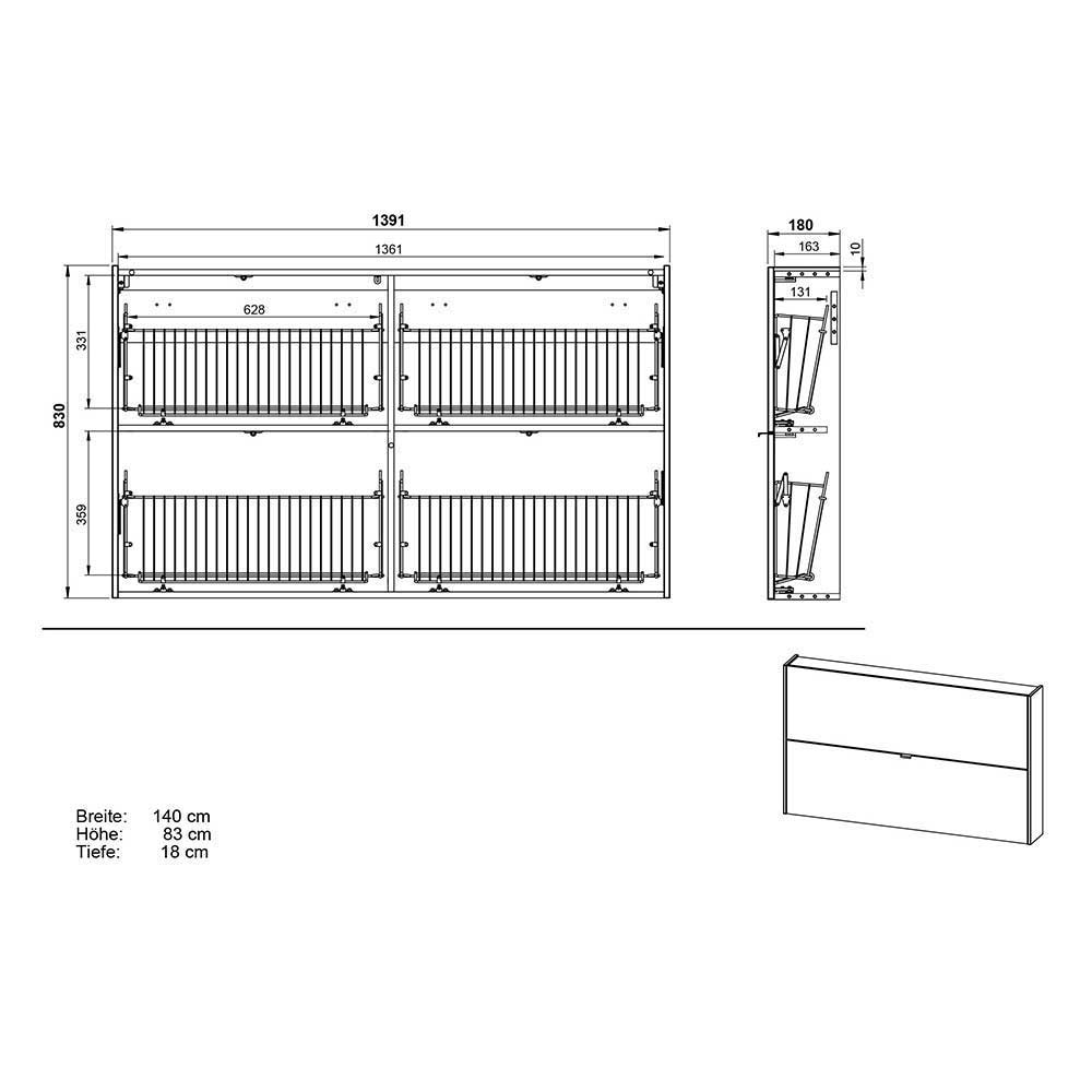Schuhschrank und Spiegel Set - Point (zweiteilig)