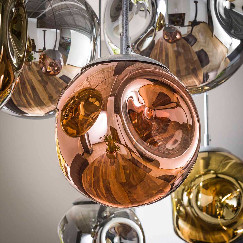 Glas Hängeleuchte in Gold & Altsilber & Kupfer - Donabella