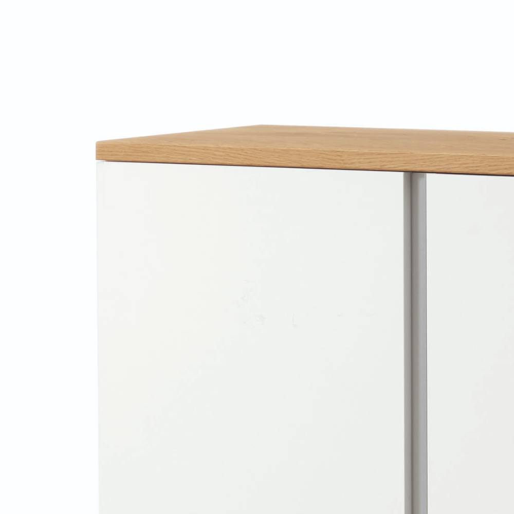 Weißer Schuhschrank mit heller Balkeneiche-Oberplatte – Danita