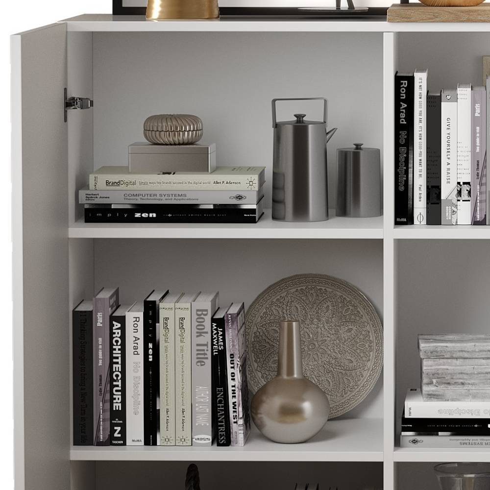 Highboard in Weiß und Wildeiche Optik - Tabea