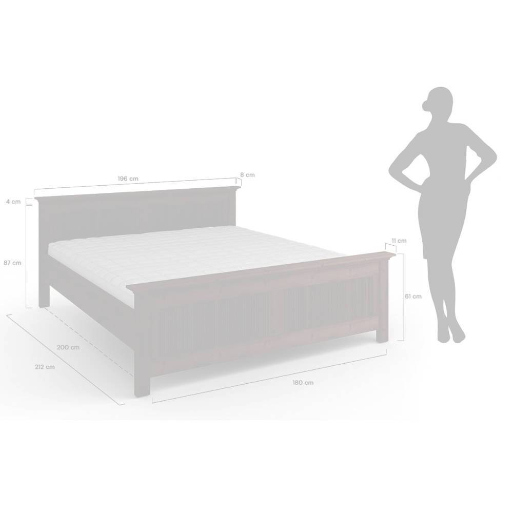 Landhaus-Doppelbett aus Kiefer Massivholz - Socavo