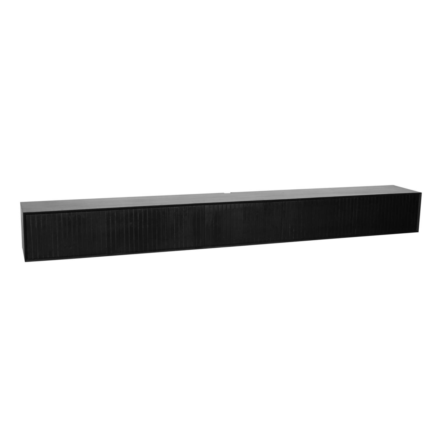 Dunkles, langes TV-Sideboard mit geriffelter Front und schwebendem Design – Jusitc