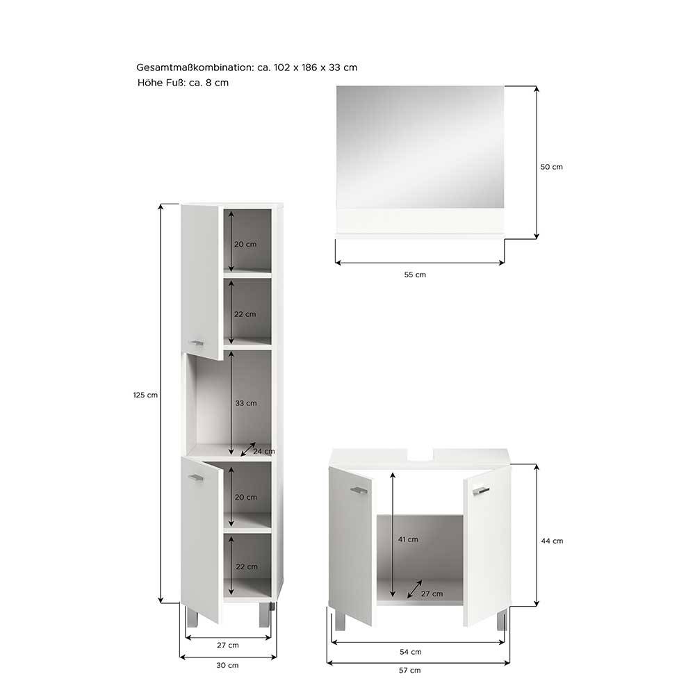 Badmöbel-Set in Weiß - Harmone (dreiteilig)