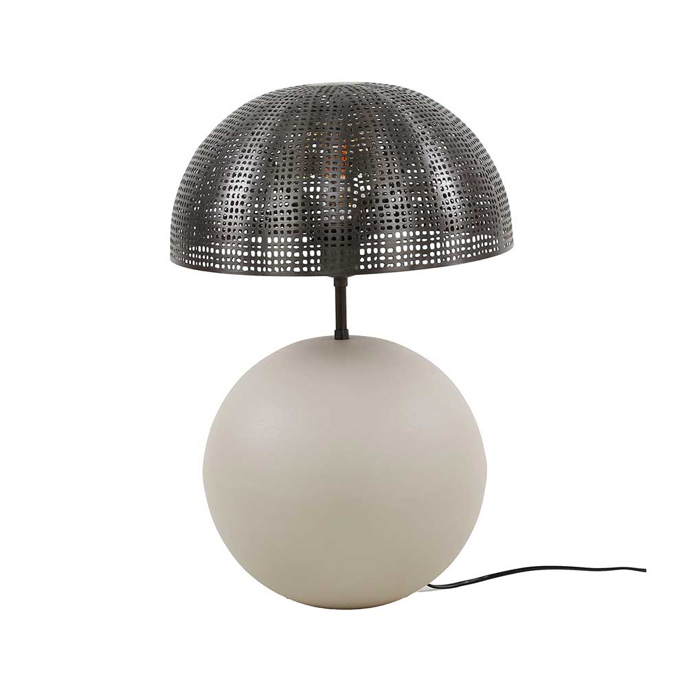 Designer-Tischlampe in Beige und Schwarzgrau - Praseida