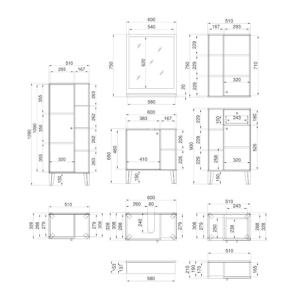 Badmöbel Kombination modern - Naviron I (fünfteilig)