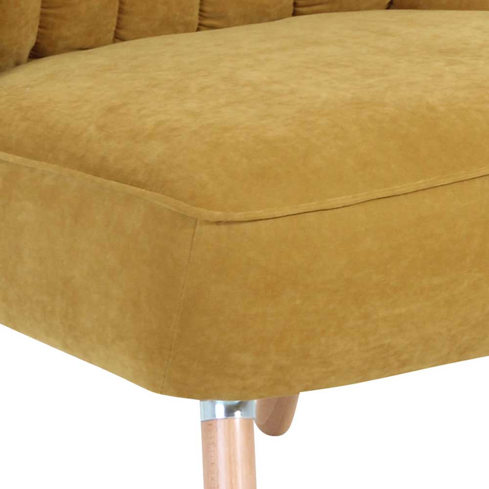 Velours Sessel in Maisgelb und Buche - Barack