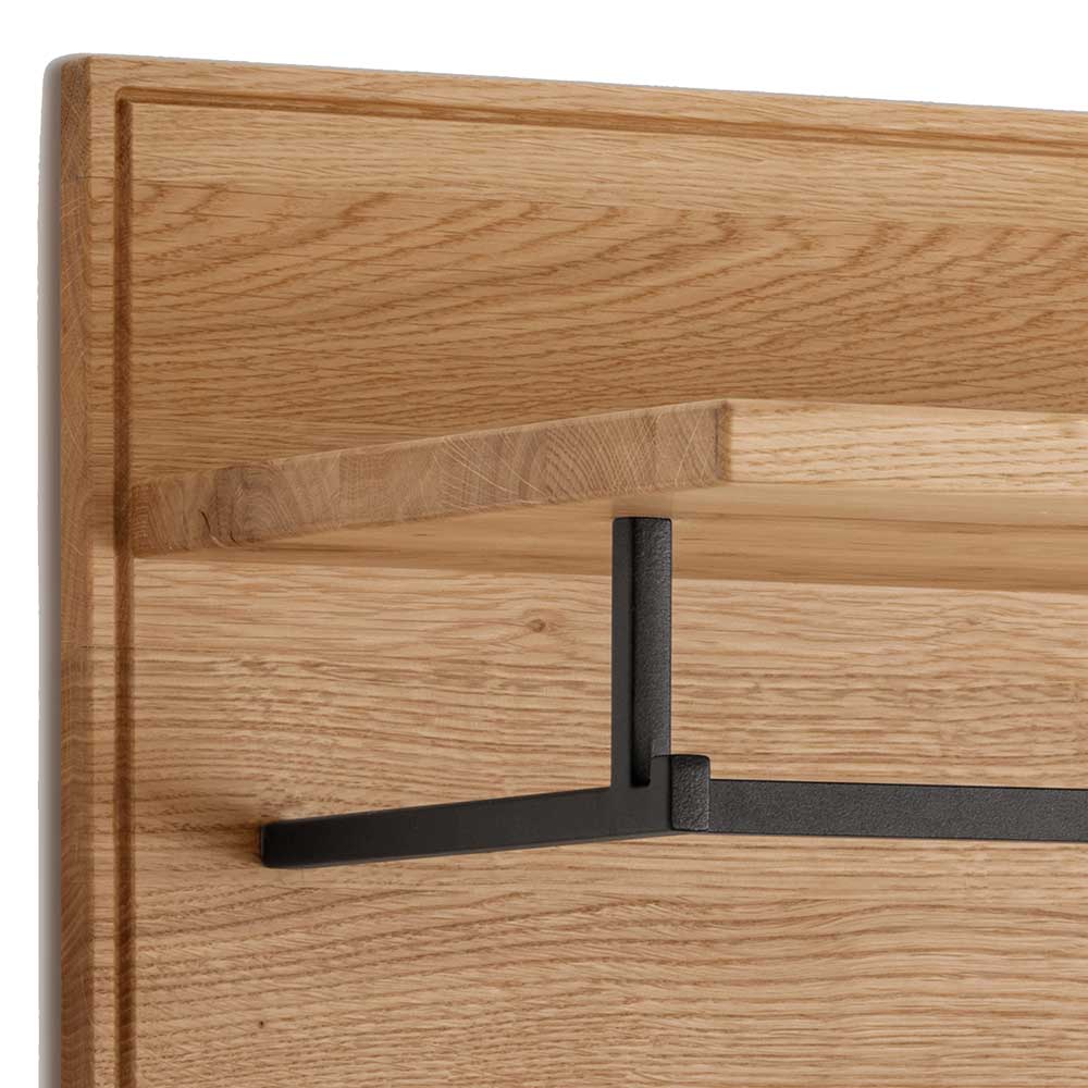 Wandgarderobe aus Asteiche Massivholz und Metall - Zonga