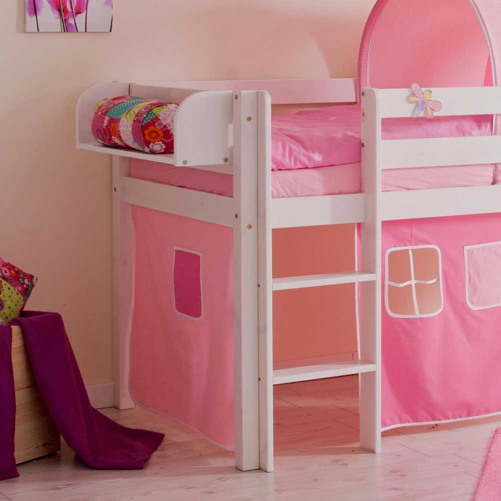 Mädchen Hochbett Alasdair in Weiß-Pink