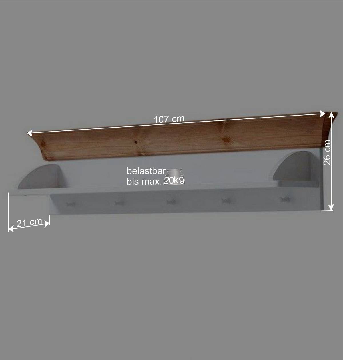 Hängendes Board in Weiß & Laugenfarben - Sibiuta