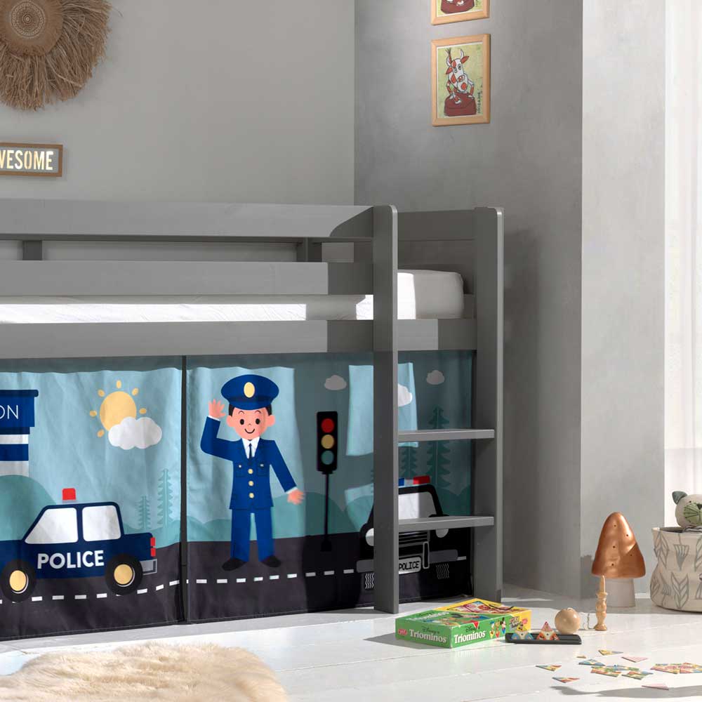 Polizei Kinderzimmer Hochbett in Grau - Annest