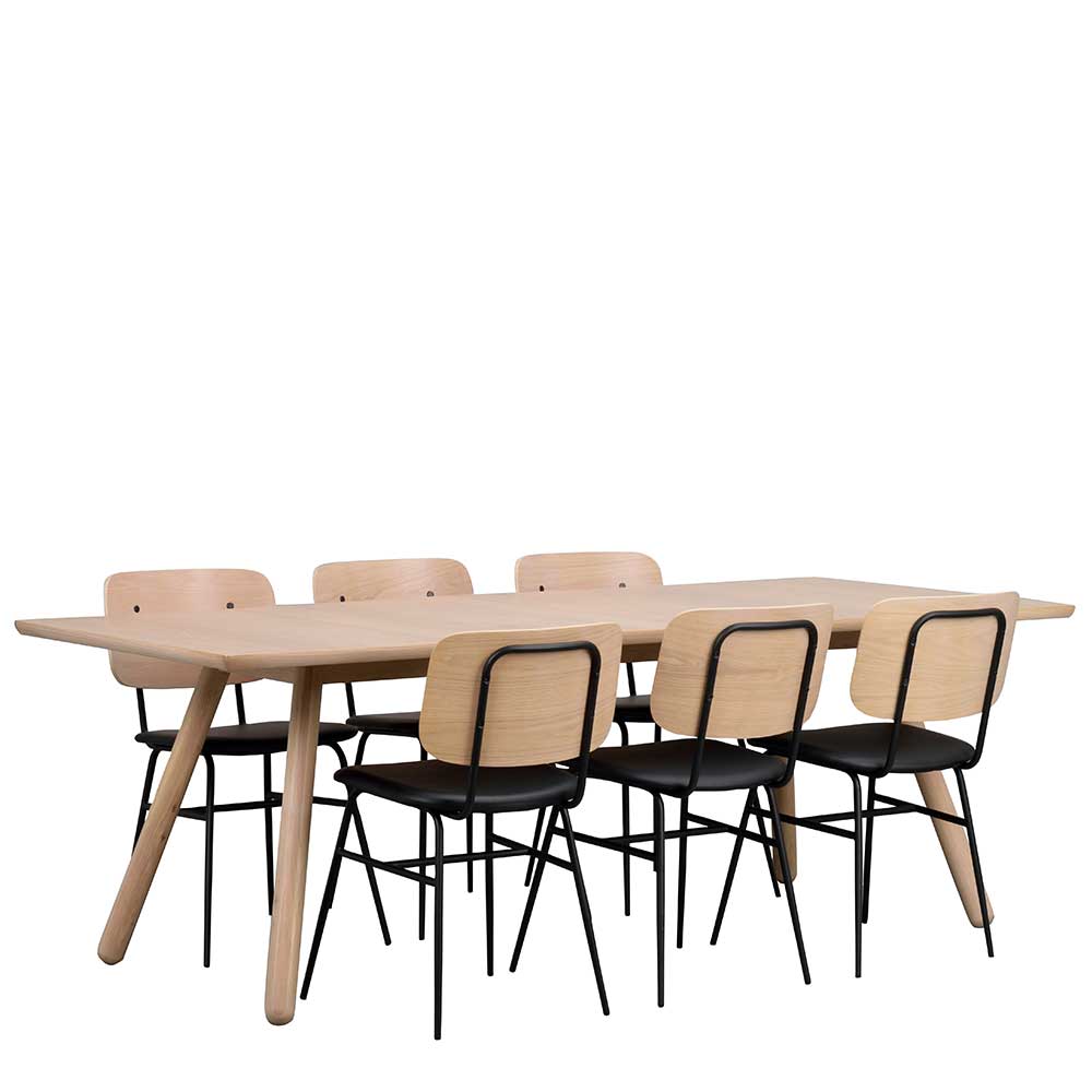 Design Tischgruppe in White Wash - Kwin (siebenteilig)